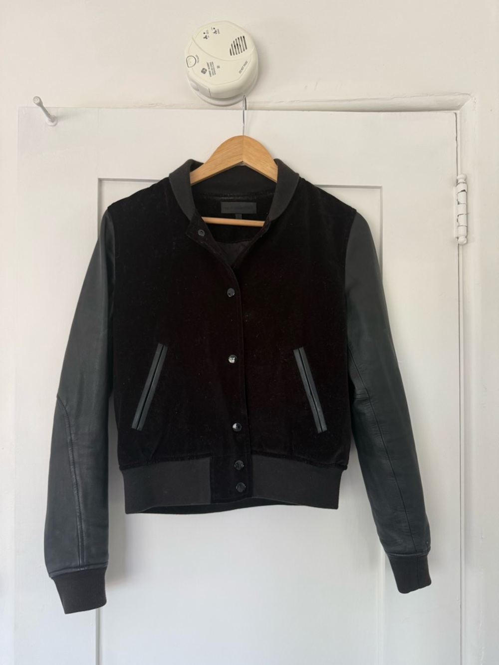 rag & bone Black Mixed-Material Bomber Jacket